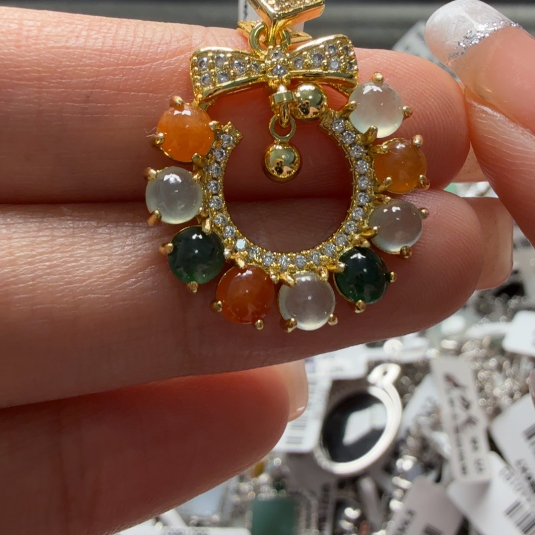 翡翠银S925镶嵌吊坠(不含链)44444