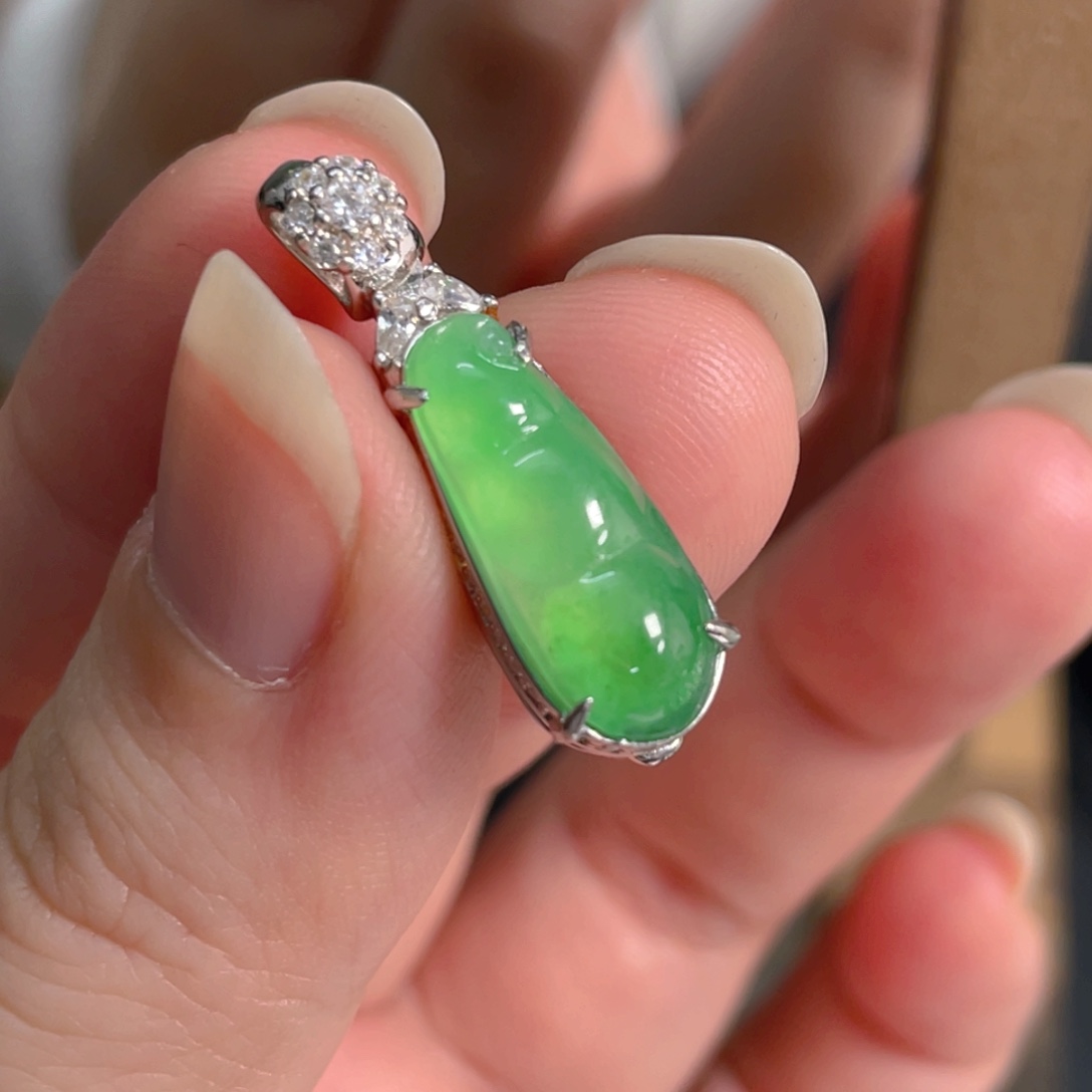 翡翠银S925镶嵌吊坠(不含链)