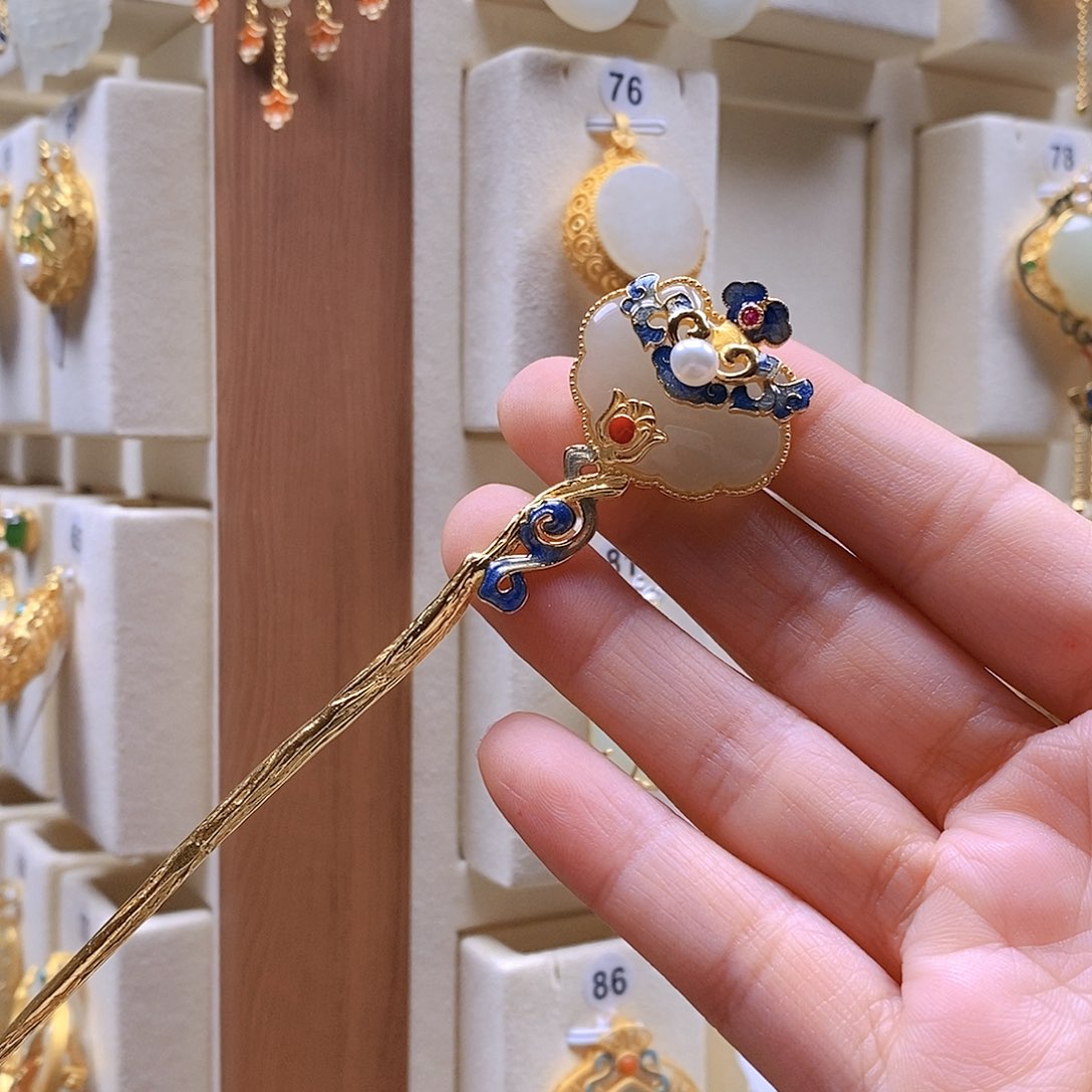 和田玉颈饰银S925镶嵌