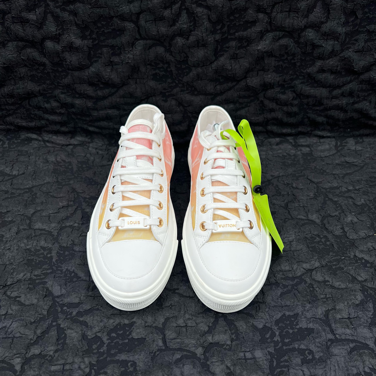 95新 LouisVuitton/路易威登 白粉网纱字母logo板鞋 36码/98新/无