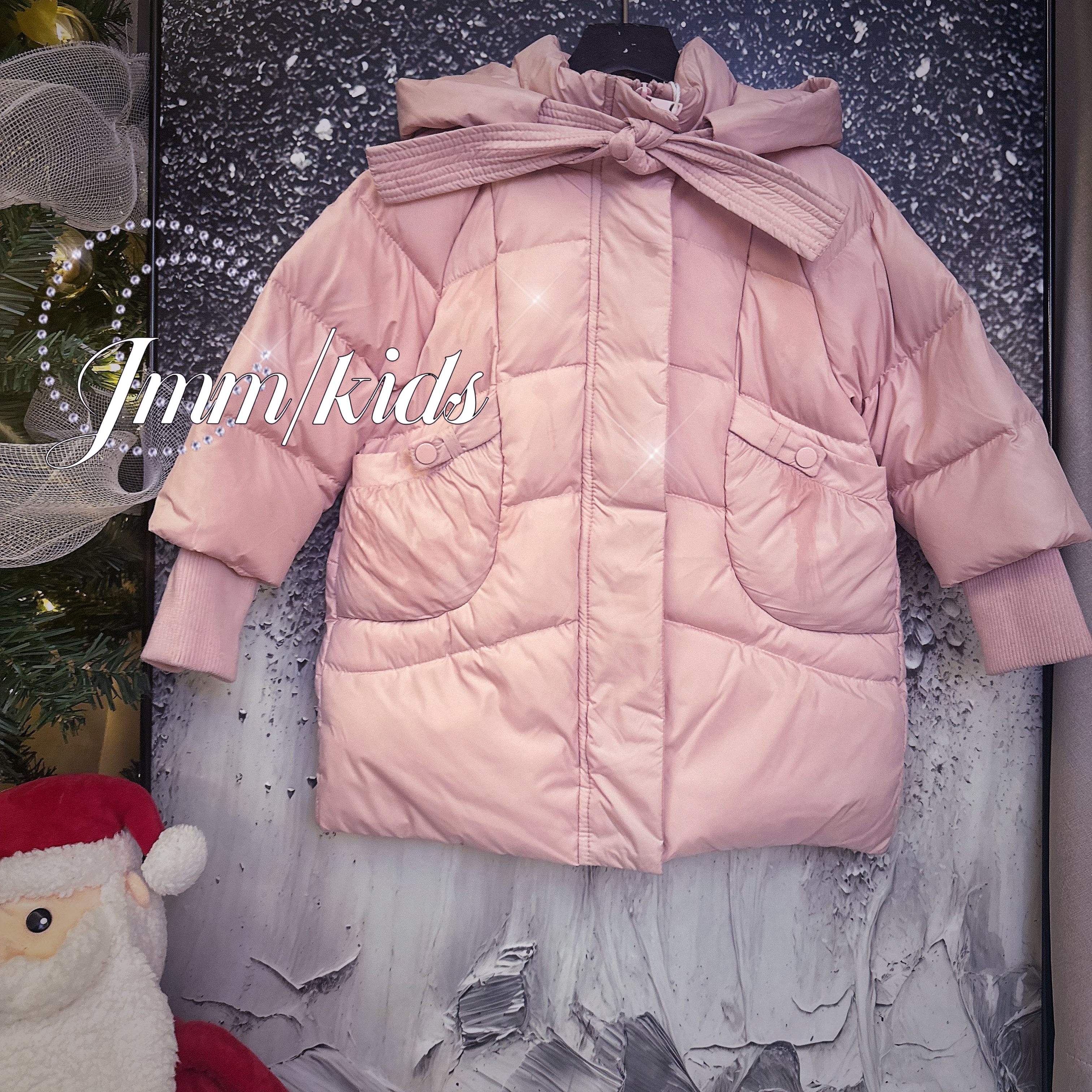 单品-粉外套C070 女童中长款加厚保暖冬季小童女宝宝洋气外套