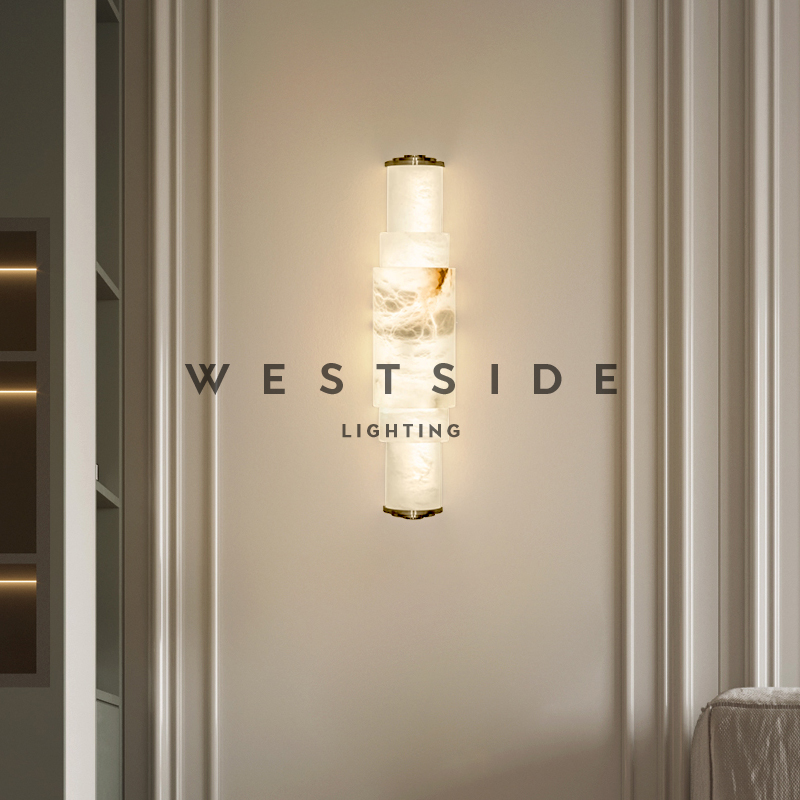 Westside西班牙设计师款天然云石壁灯客厅背景墙全铜卧室床头壁灯