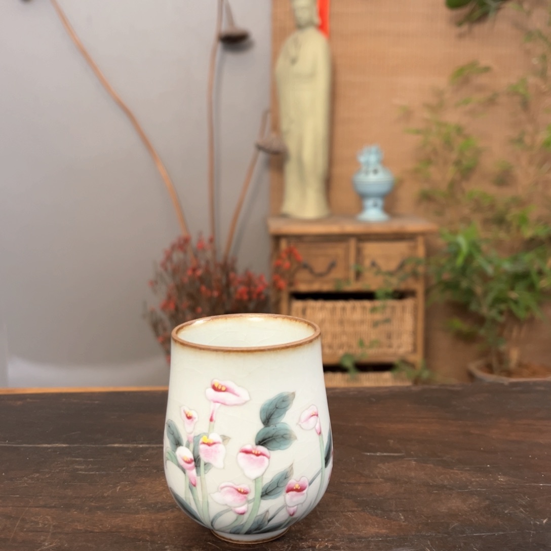 杯柴烧手工手绘陶瓷