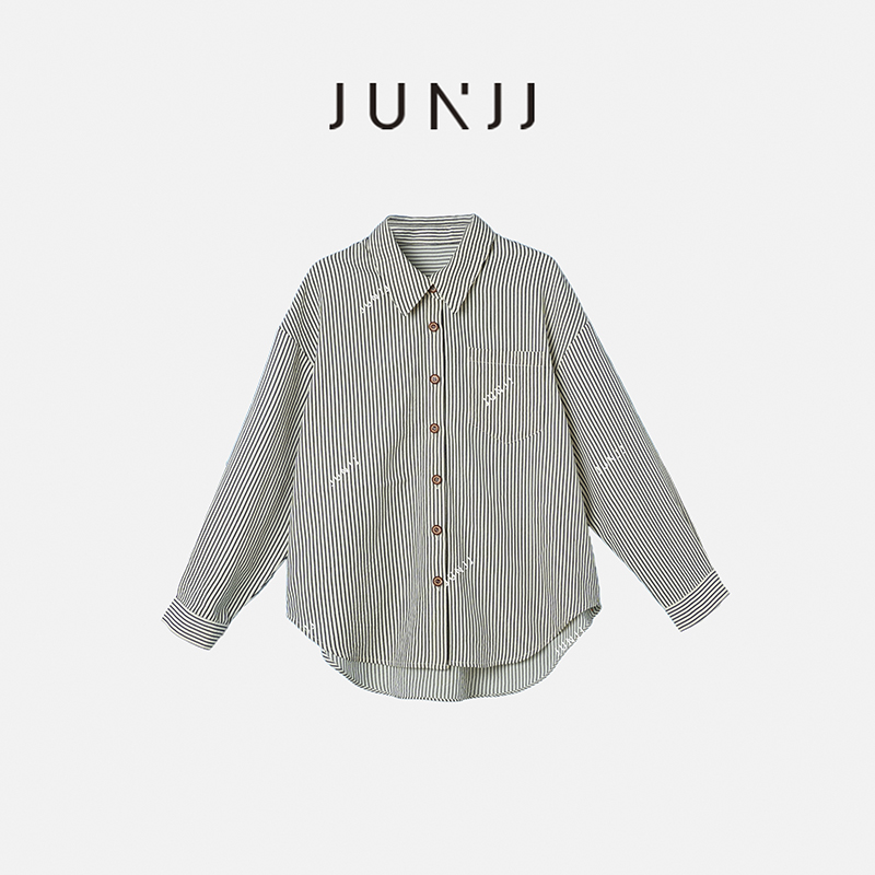 亦雯【中古条纹衬衫】早秋轻奢经典衬衣条纹衬衫通勤职场长袖翻领