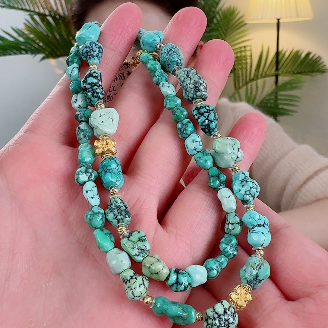 绿松石珠宝奇石18K金镶嵌