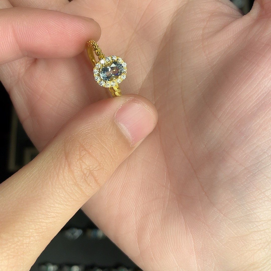 海蓝宝石戒指银S925镶嵌