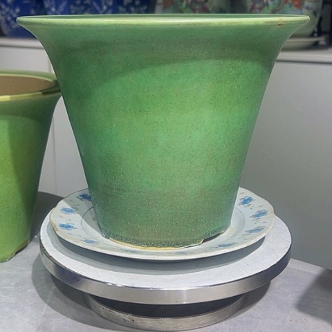 摆件用****5绿釉雅光微瑕