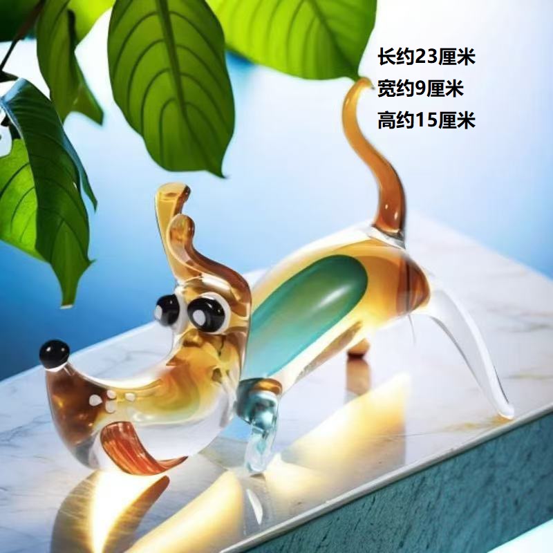 淄博非遗手作琉璃趴趴狗家居摆件生肖摆件
