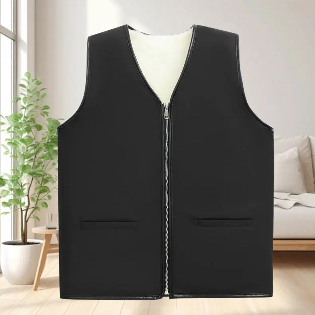 羊毛一体马甲抗寒保暖男士拉链款