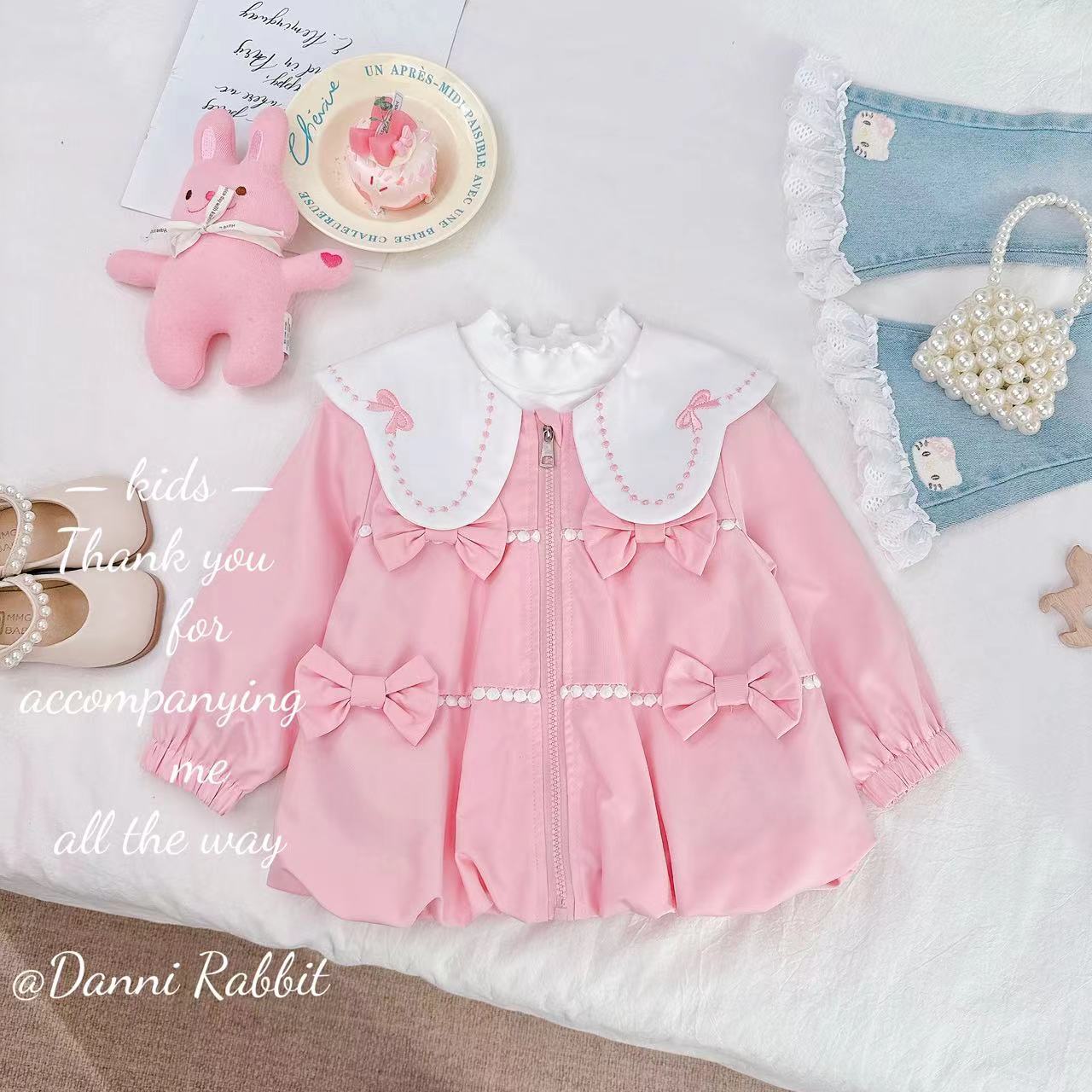 【Dannirabbit】新品时尚百搭粉色蝴蝶结女童汉服外套 D-P881