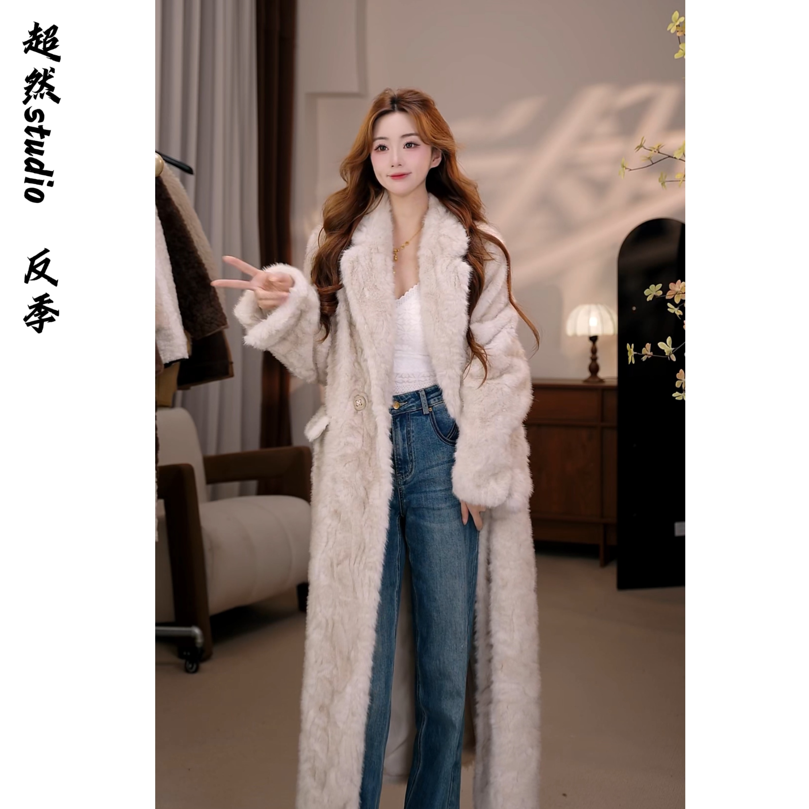 长款毛呢外套设计师秋冬宽松法式西装领长袖时尚轻奢气质中长款