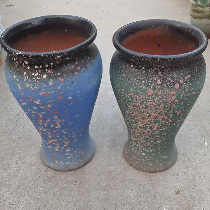 红陶口14高26两个盆