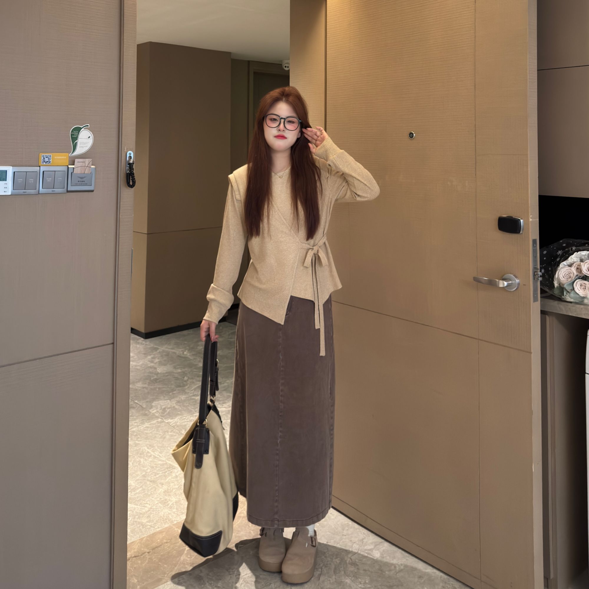 盈盈&南岛风大码女装新款设计感绑带针织衫胖mm显瘦上衣ZYY1507