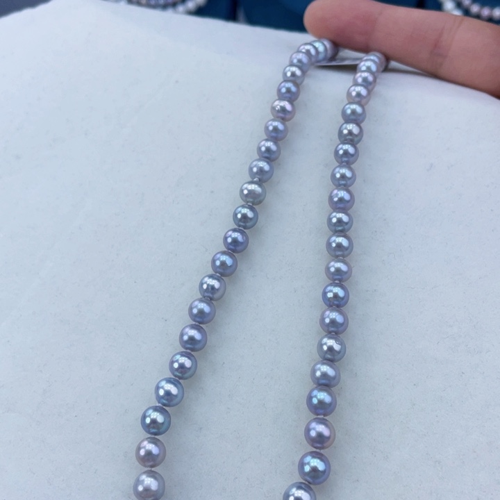 淡水珍珠颈饰银S925镶嵌卡7铂金灰