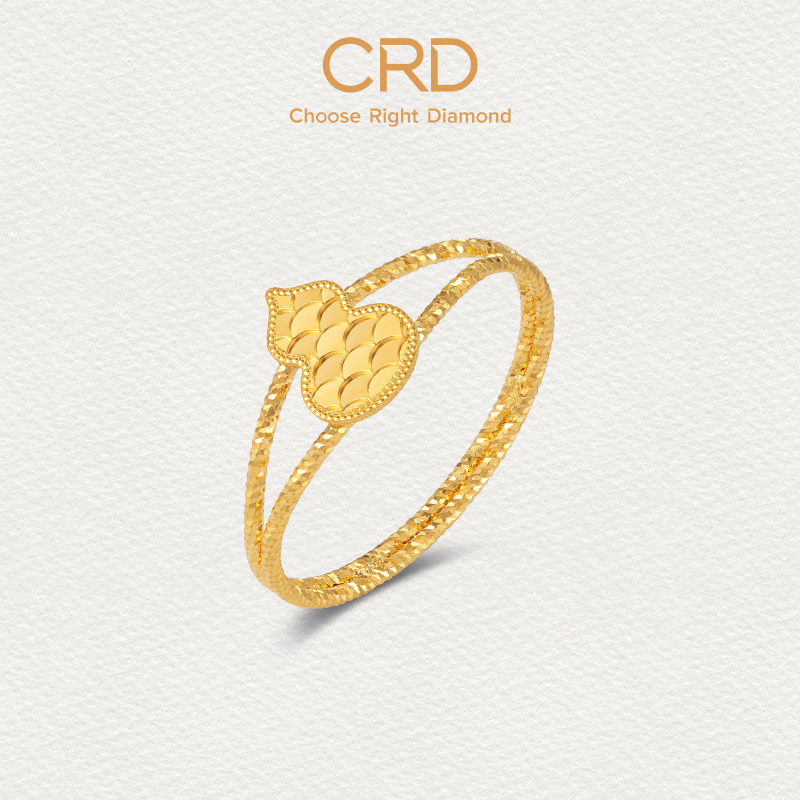 CRD克徕帝葫芦蹦迪足金999戒指CNC亮闪鱼鳞片双层福禄戒指送礼