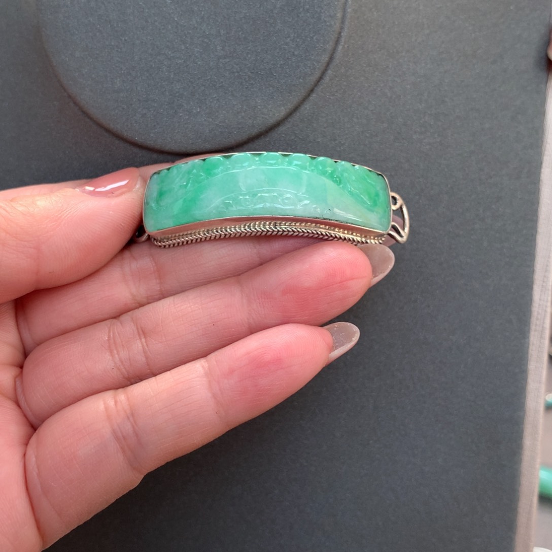 翡翠颈饰银S925镶嵌阿*