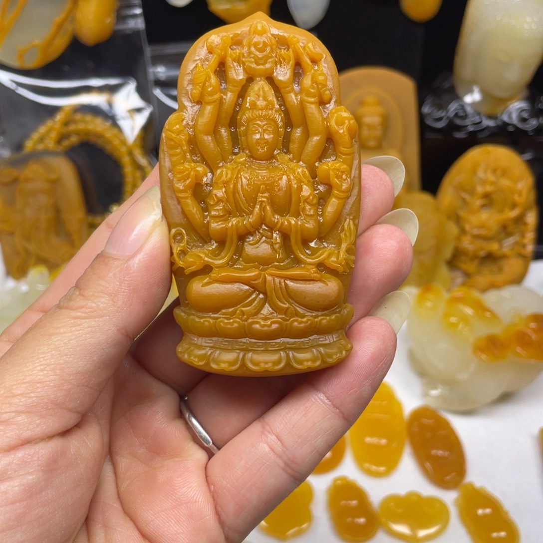 平***意石英质玉（黄龙玉）未镶嵌吊坠(不含链)