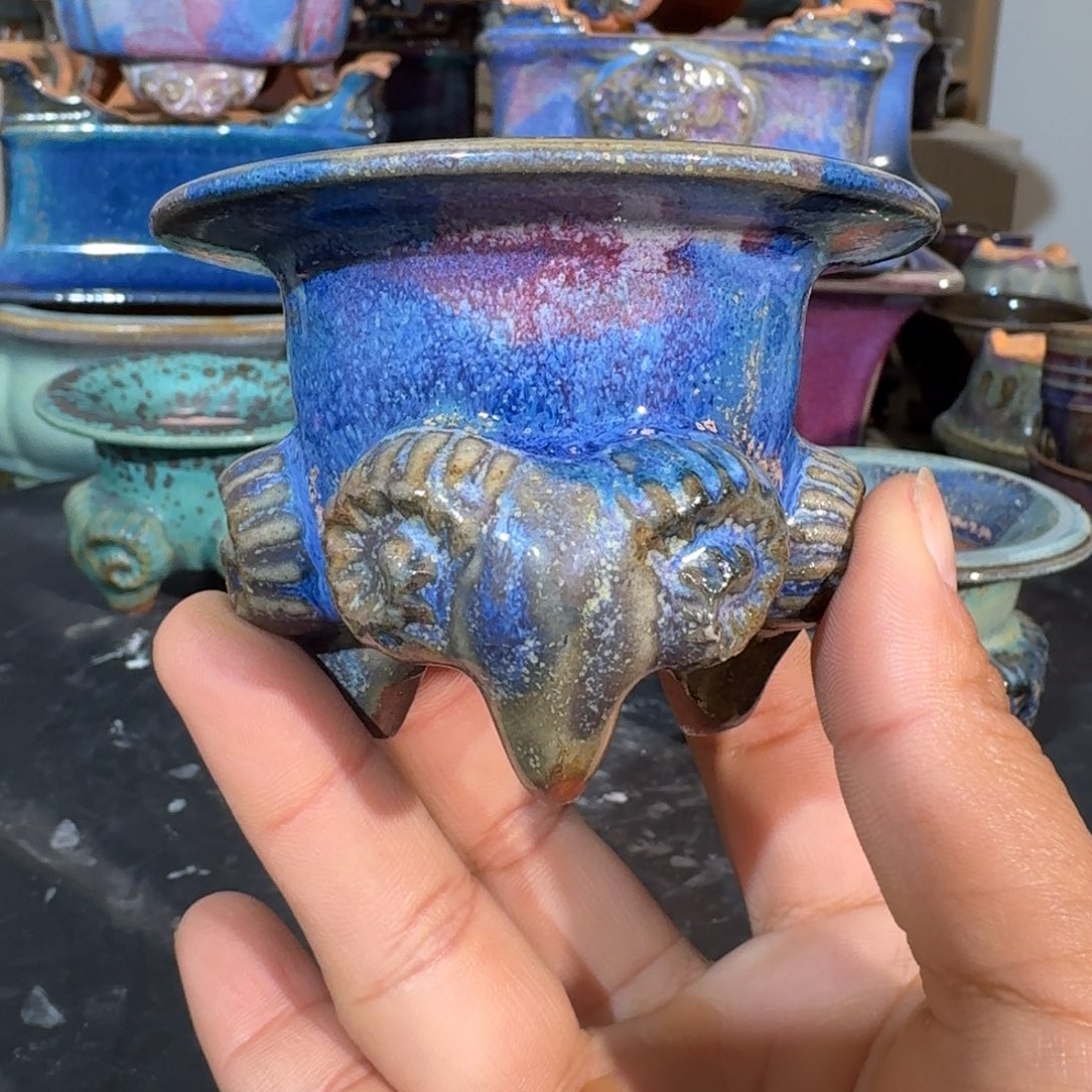 清***晨陶摆件觉象钧创盆景艺术