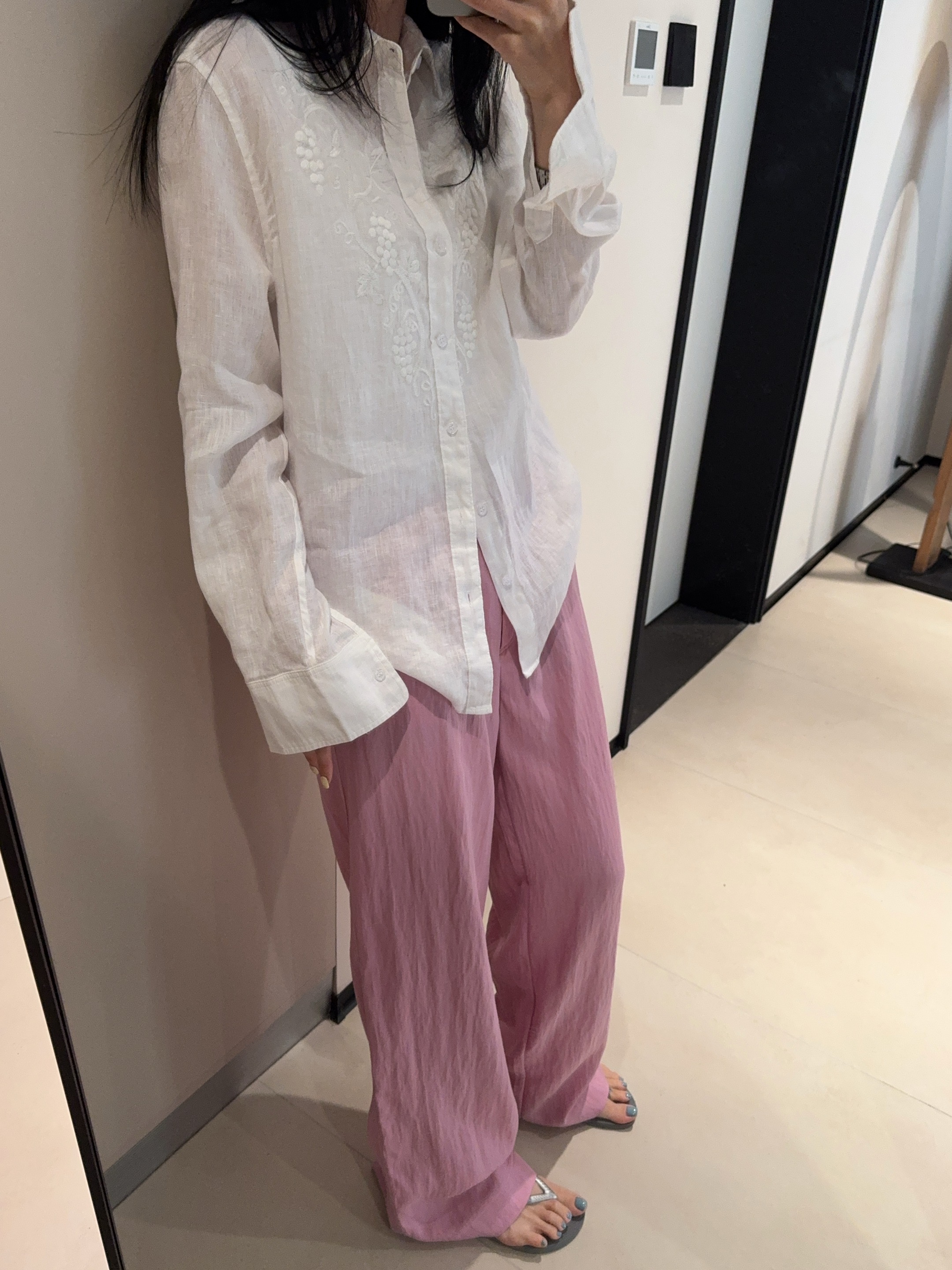 ［REVAN SUN］-大骨架穿搭 100%亚麻刺绣衬衫25026