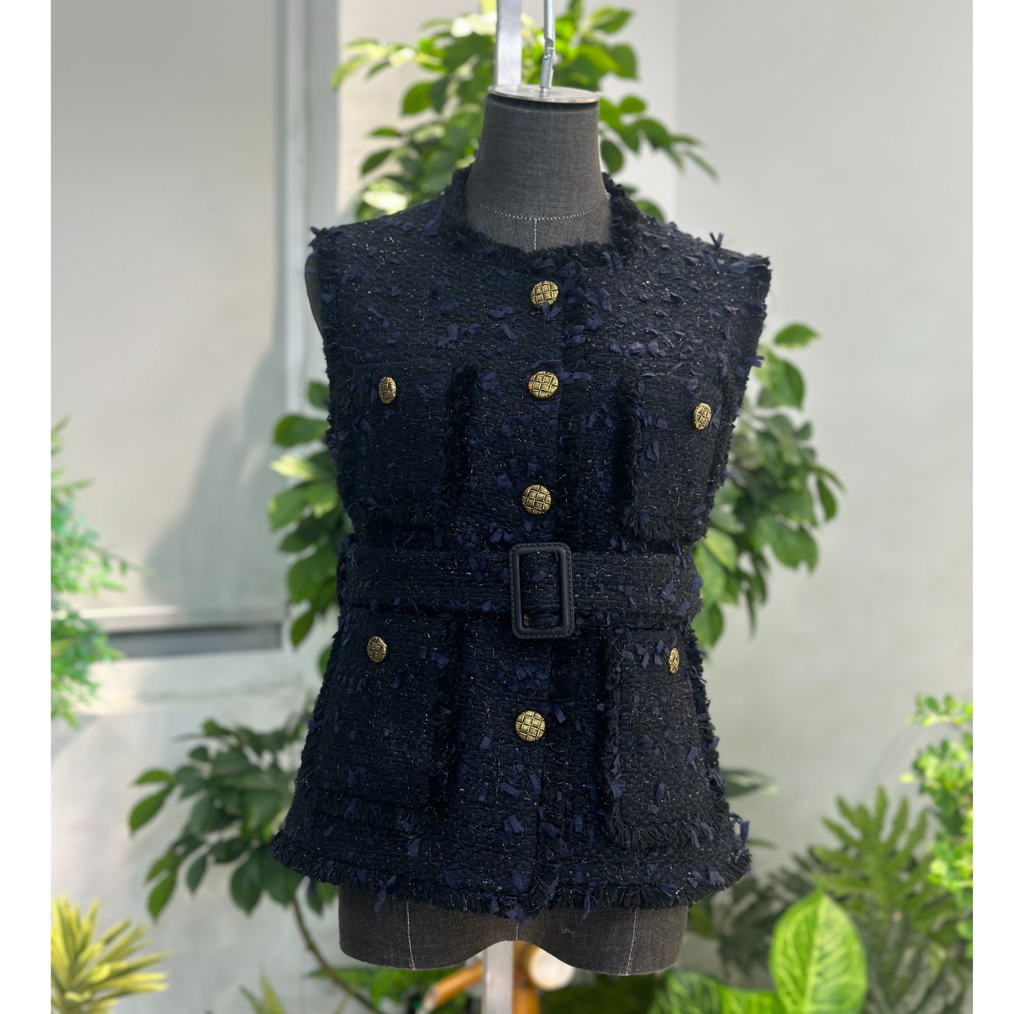 剀剀莉（夜莺）新款冬季无袖藏蓝色圆领百搭马甲（0-15度穿）