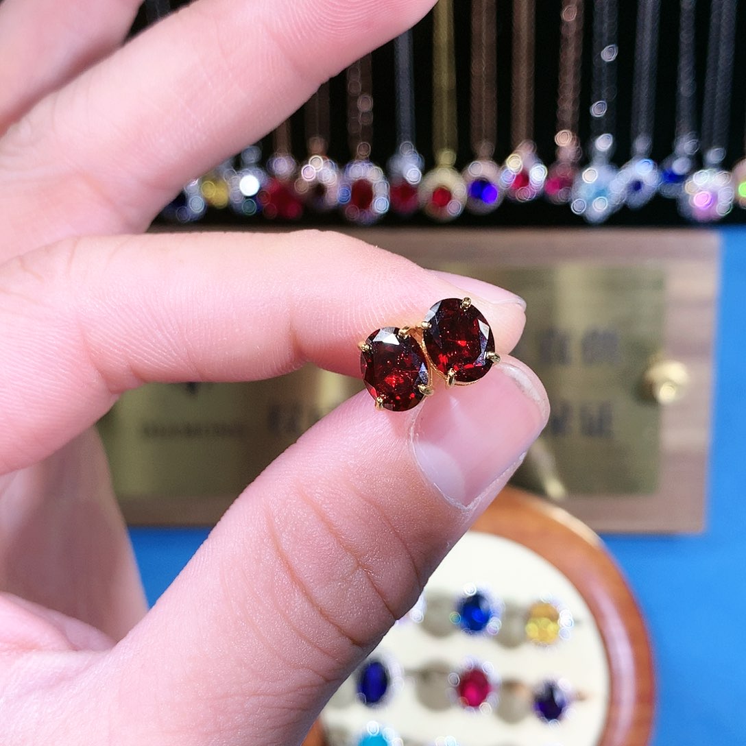 石榴石戒指银S925镶嵌