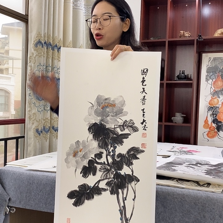 国画纯手绘国画写意作品34*68
