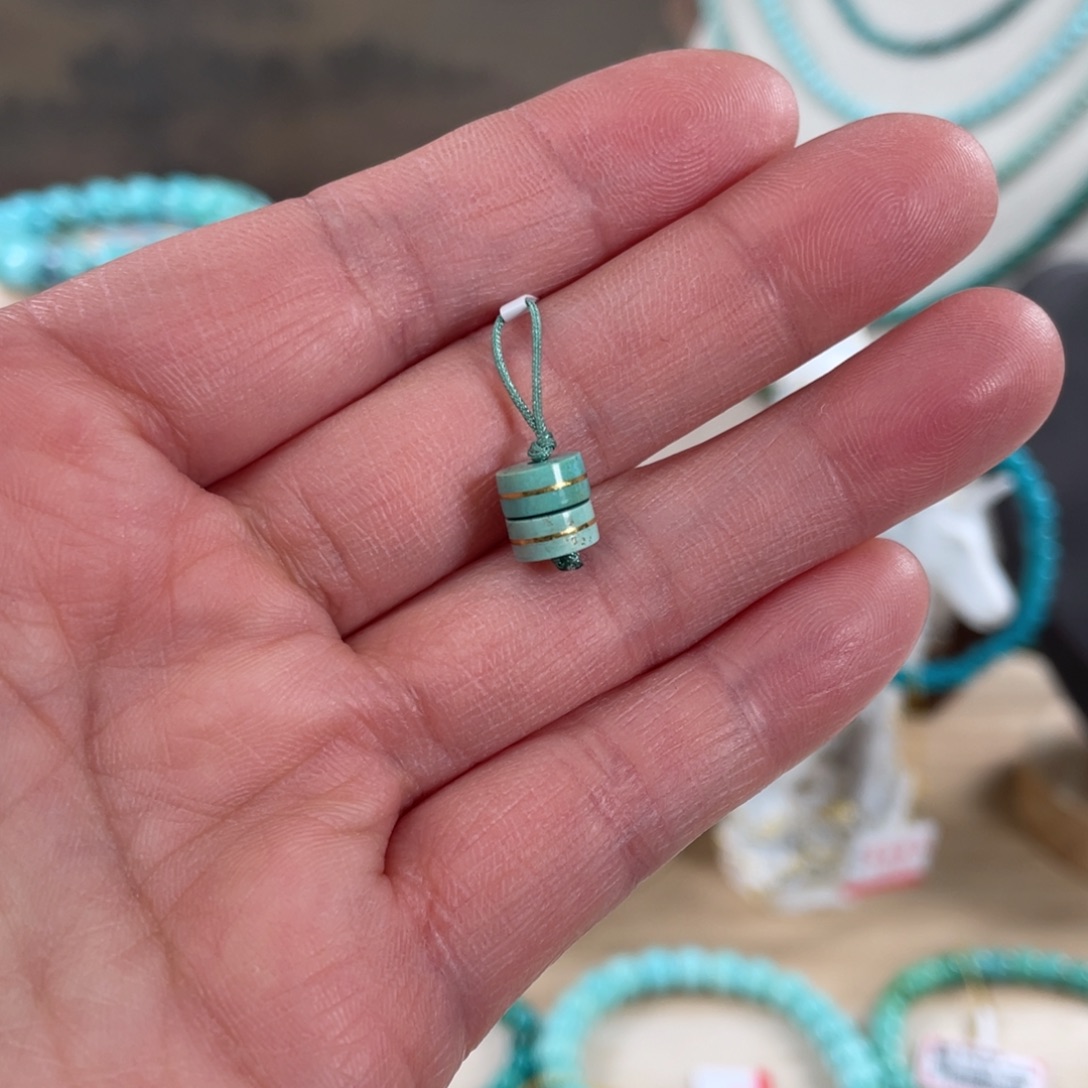 绿松石未镶嵌套链6*3搓金隔片