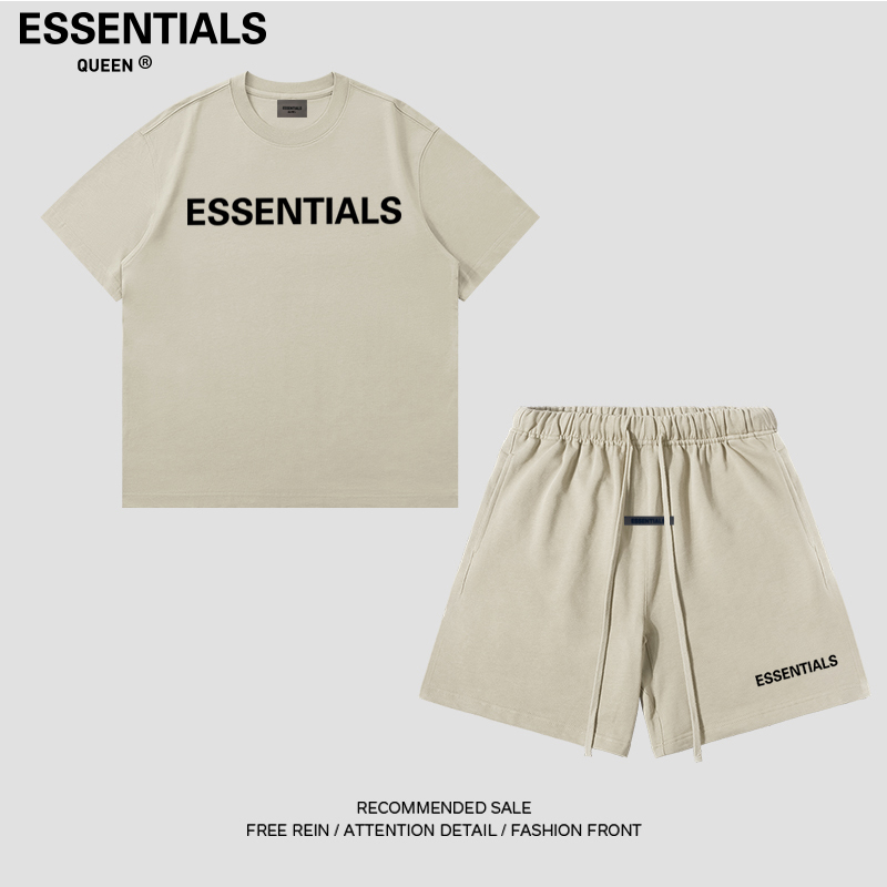 ESSENTIALS QUEEN2025夏季短袖休闲运动套装圆领舒适春夏百搭短裤