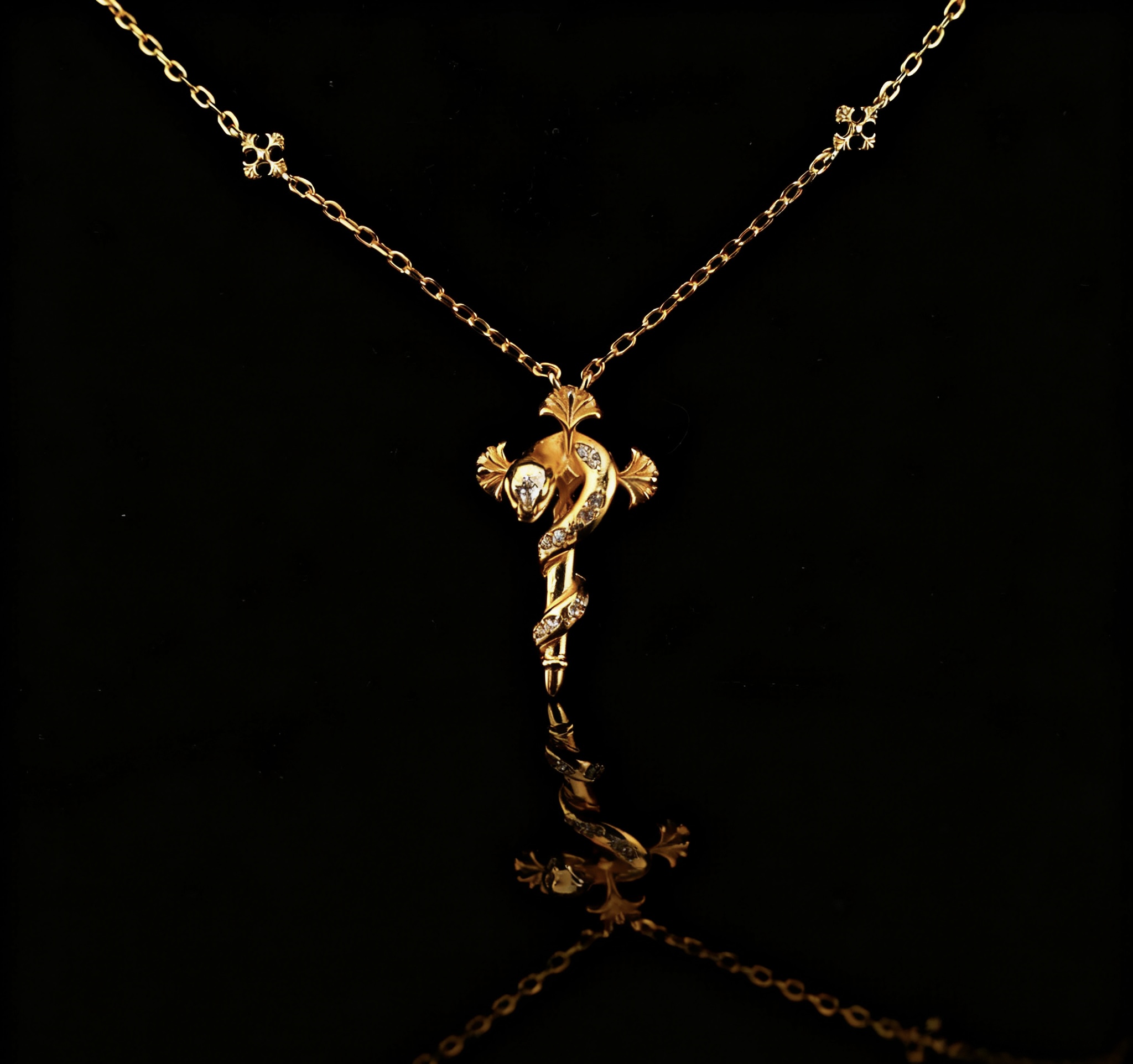 合金项链 【陨灭 蛇盘圣剑 项链】黄色十字蛇缠绕项链国潮风发字嘻