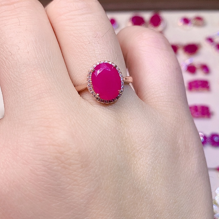 红宝石戒指银S925镶嵌