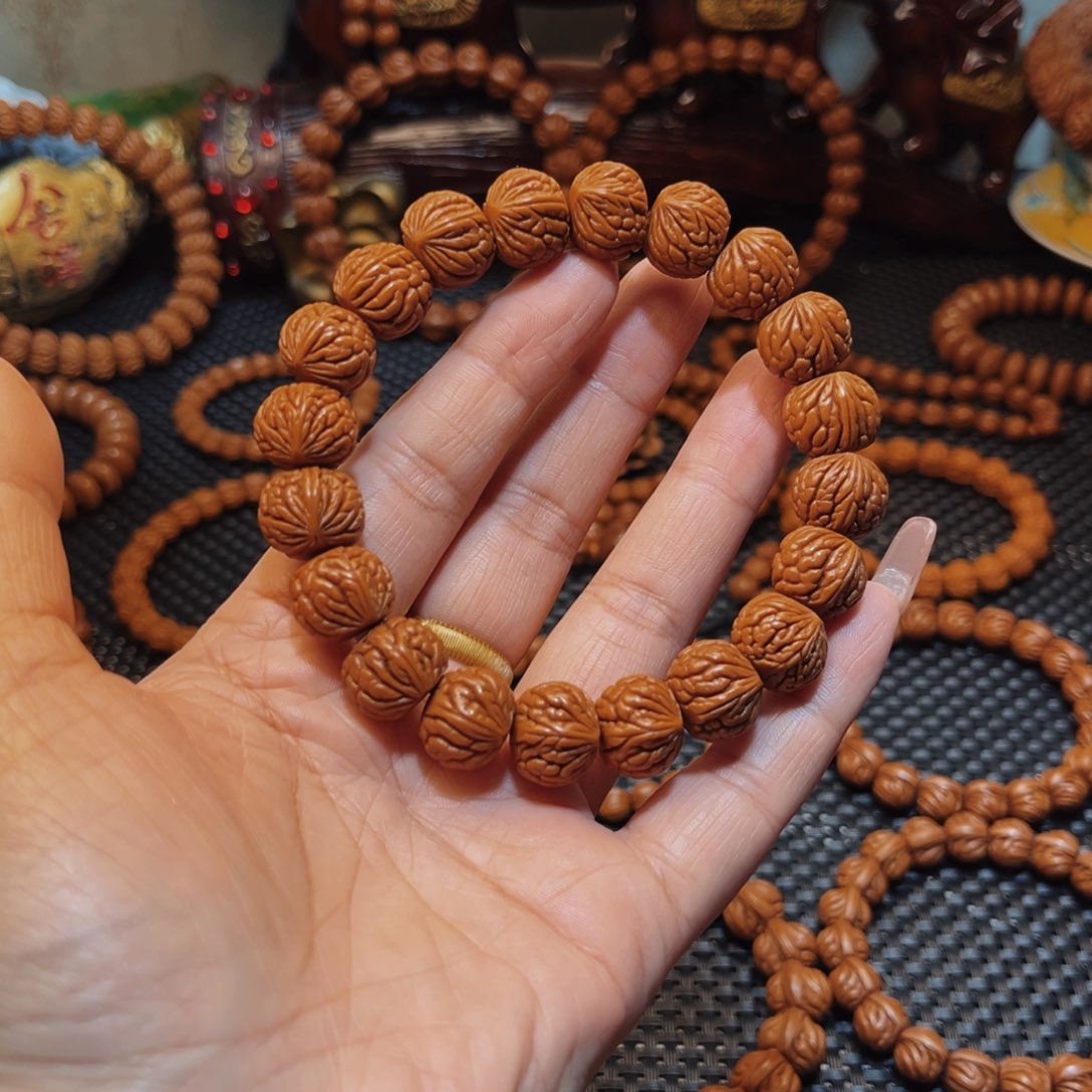 桃核手串15野生籽红皮