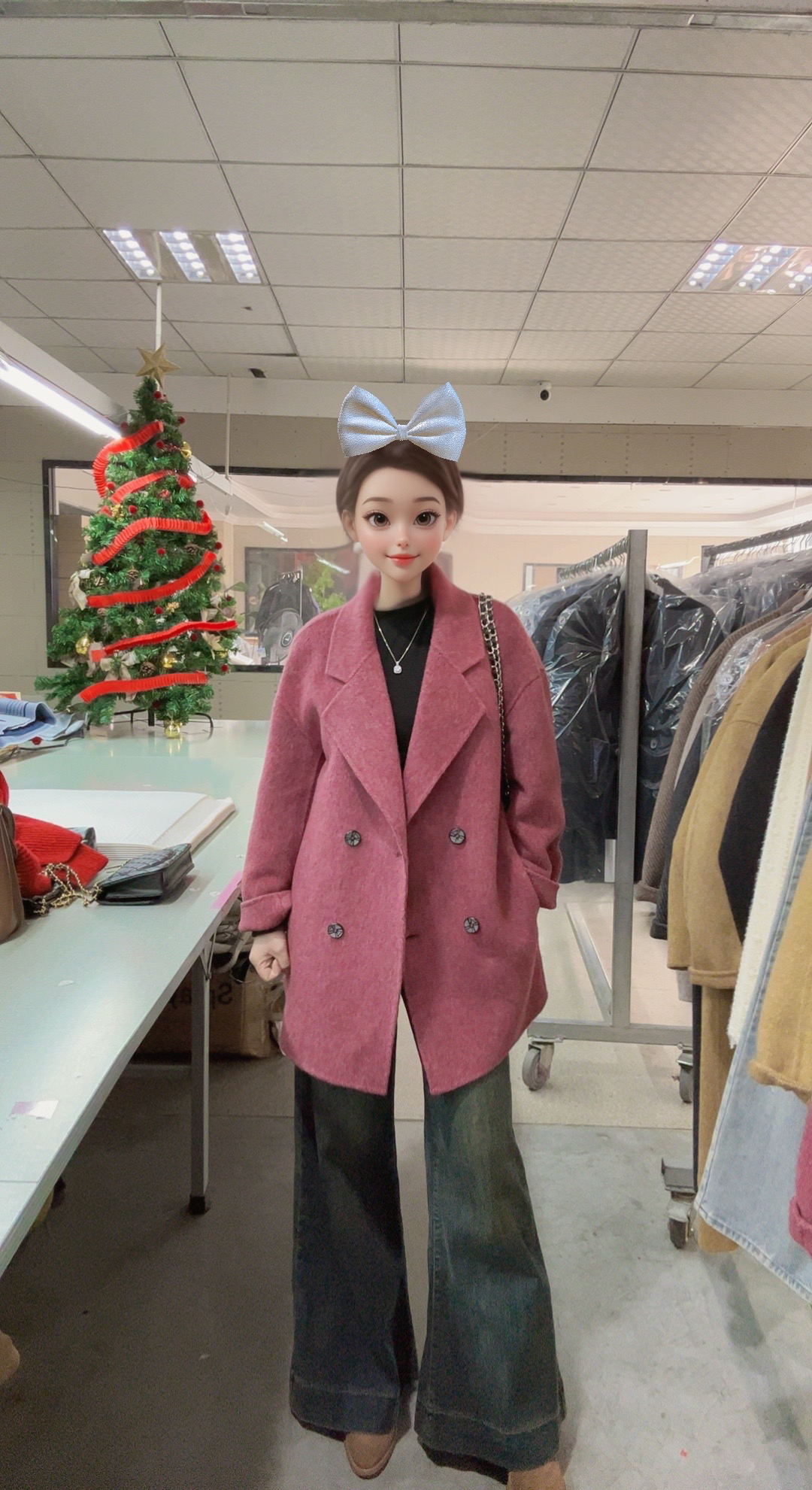 【HUIYING】经典羊毛韩版大衣时尚休闲复古宽松秋冬设计师