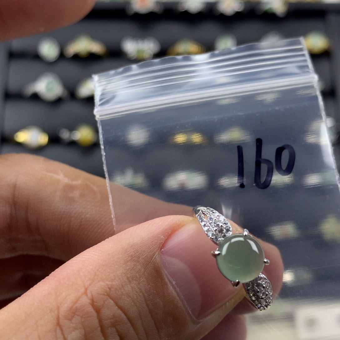 翡翠银S925镶嵌戒指160