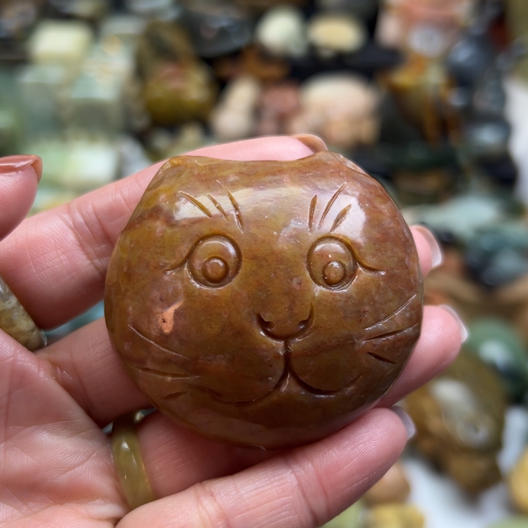 岫玉未镶嵌颈饰辽阳红大猫