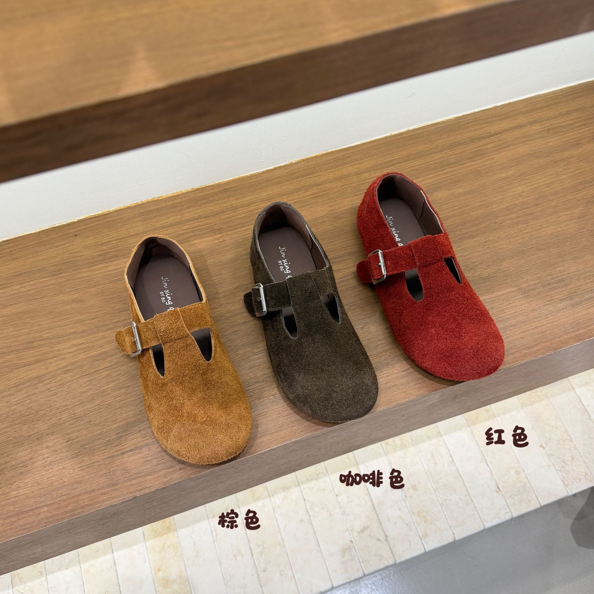 8156-7真皮春季单里勃肯女鞋平底复古百搭时尚百搭软底一脚蹬单鞋