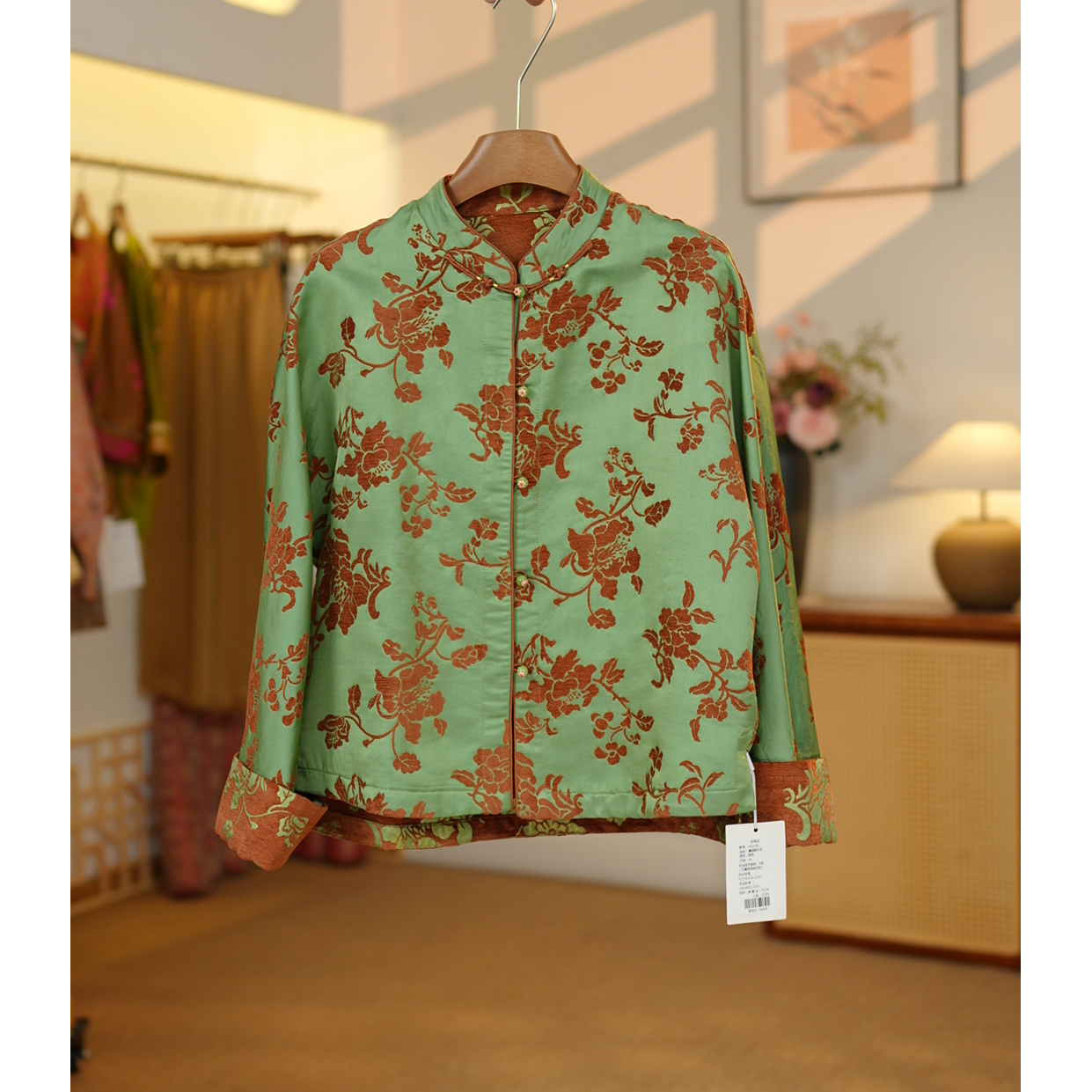 [漳绒缎.外套] 桑蚕丝新中式漳绒缎上衣外套24Q106