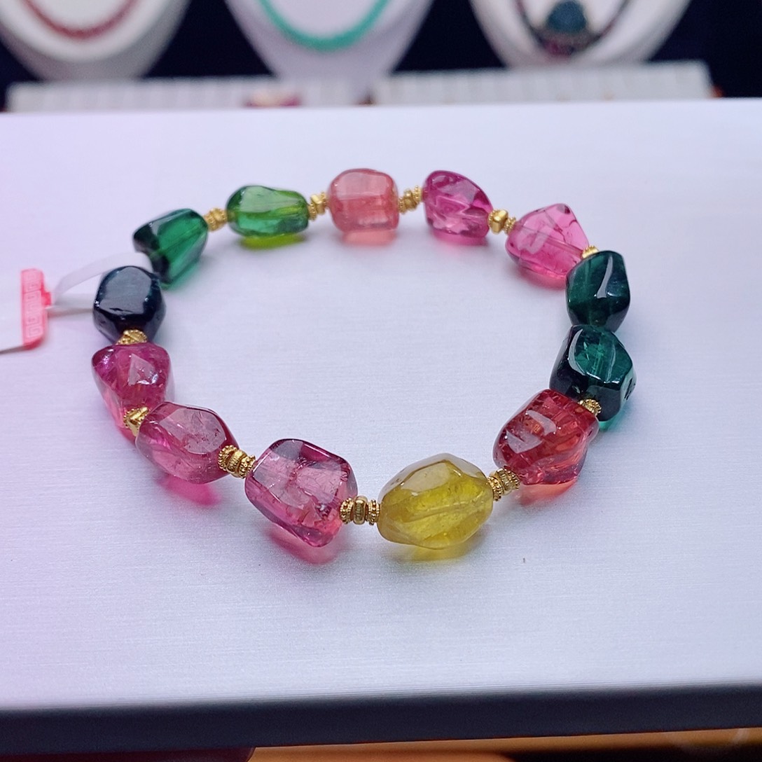 碧玺手链18K金镶嵌碧玺手链