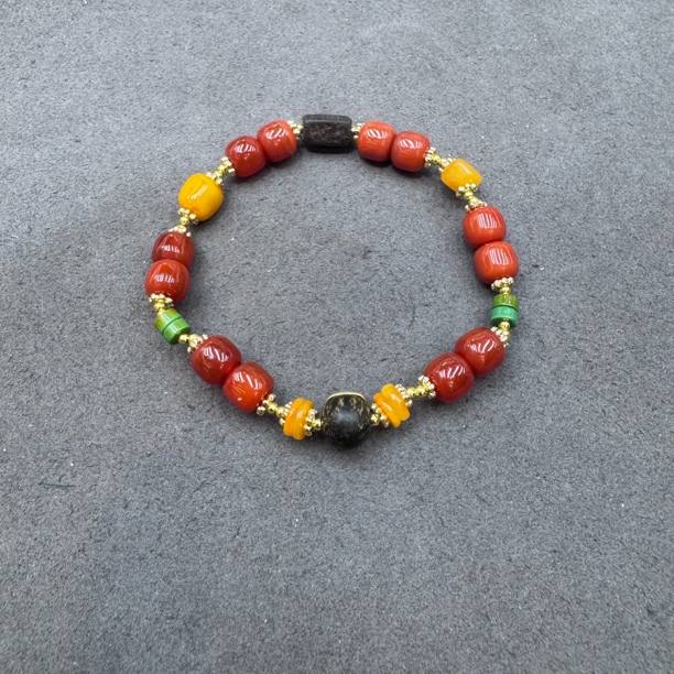 A526-红玛瑙蜜蜡配饰手串单圈7mm多样性发一