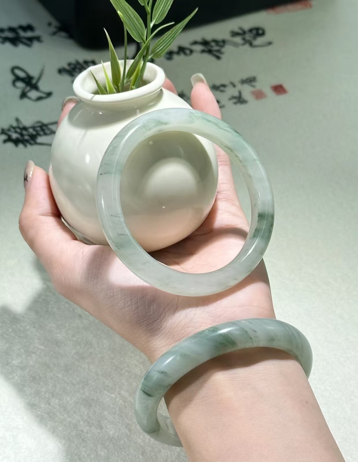 天然玉石手镯编号：D-3270