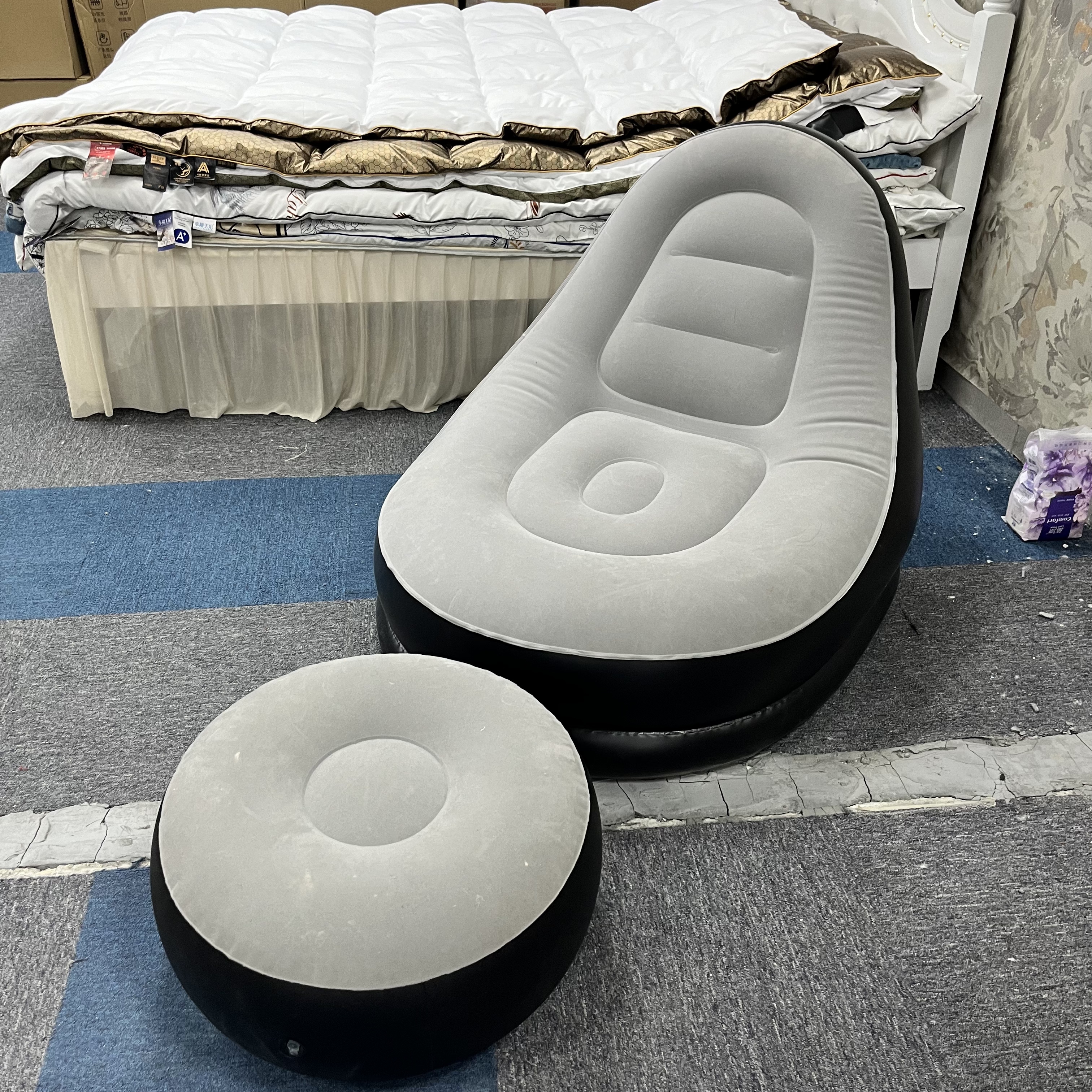 超舒服懒人充气沙发 带脚垫【颜色随机】