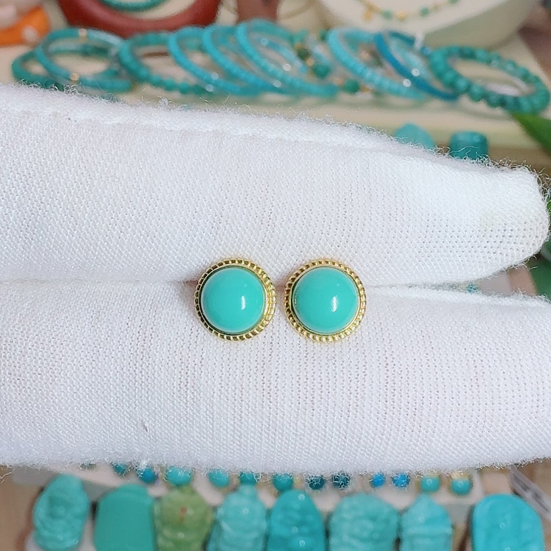 绿松石18K金镶嵌珠宝奇石