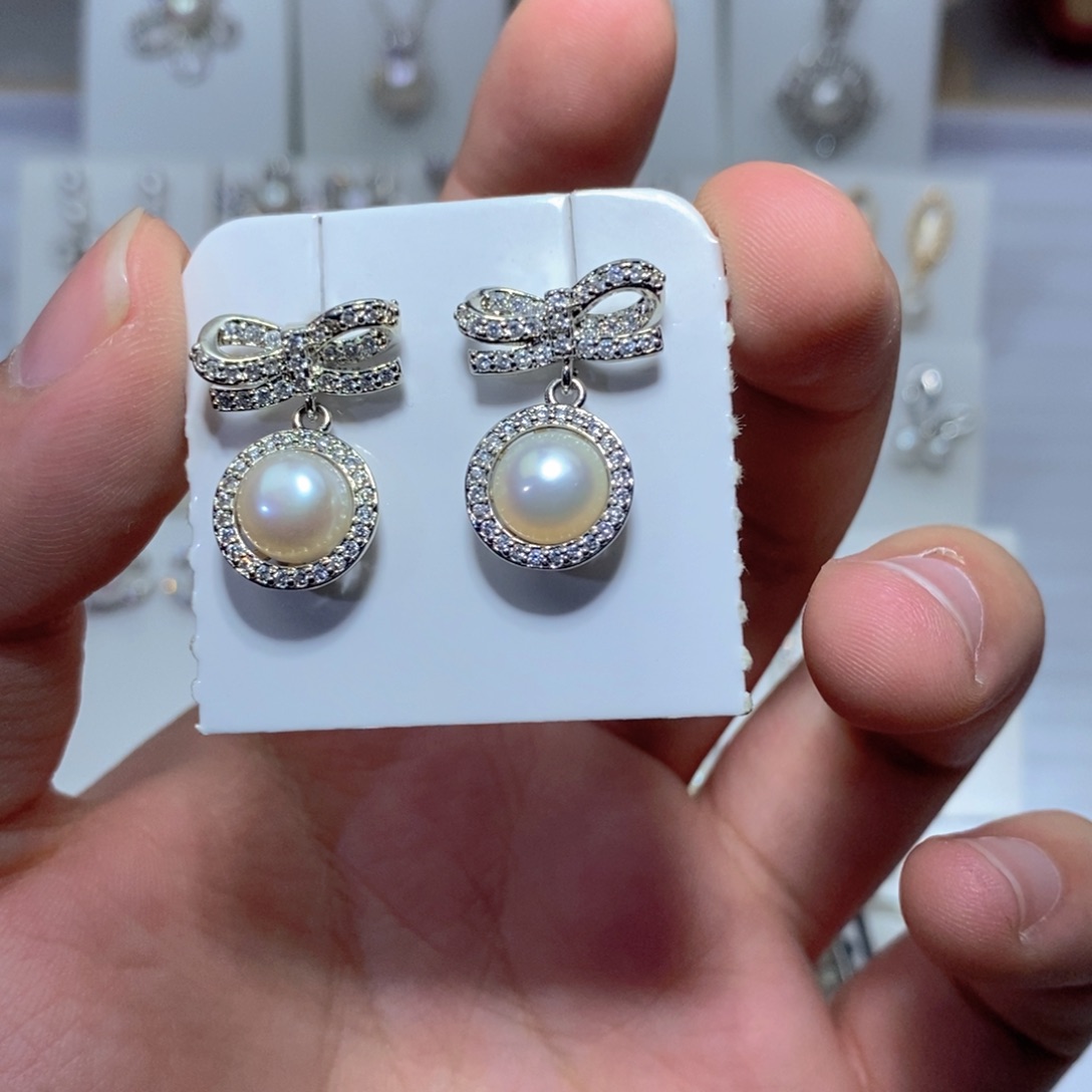 耳饰淡水珍珠银S925镶嵌