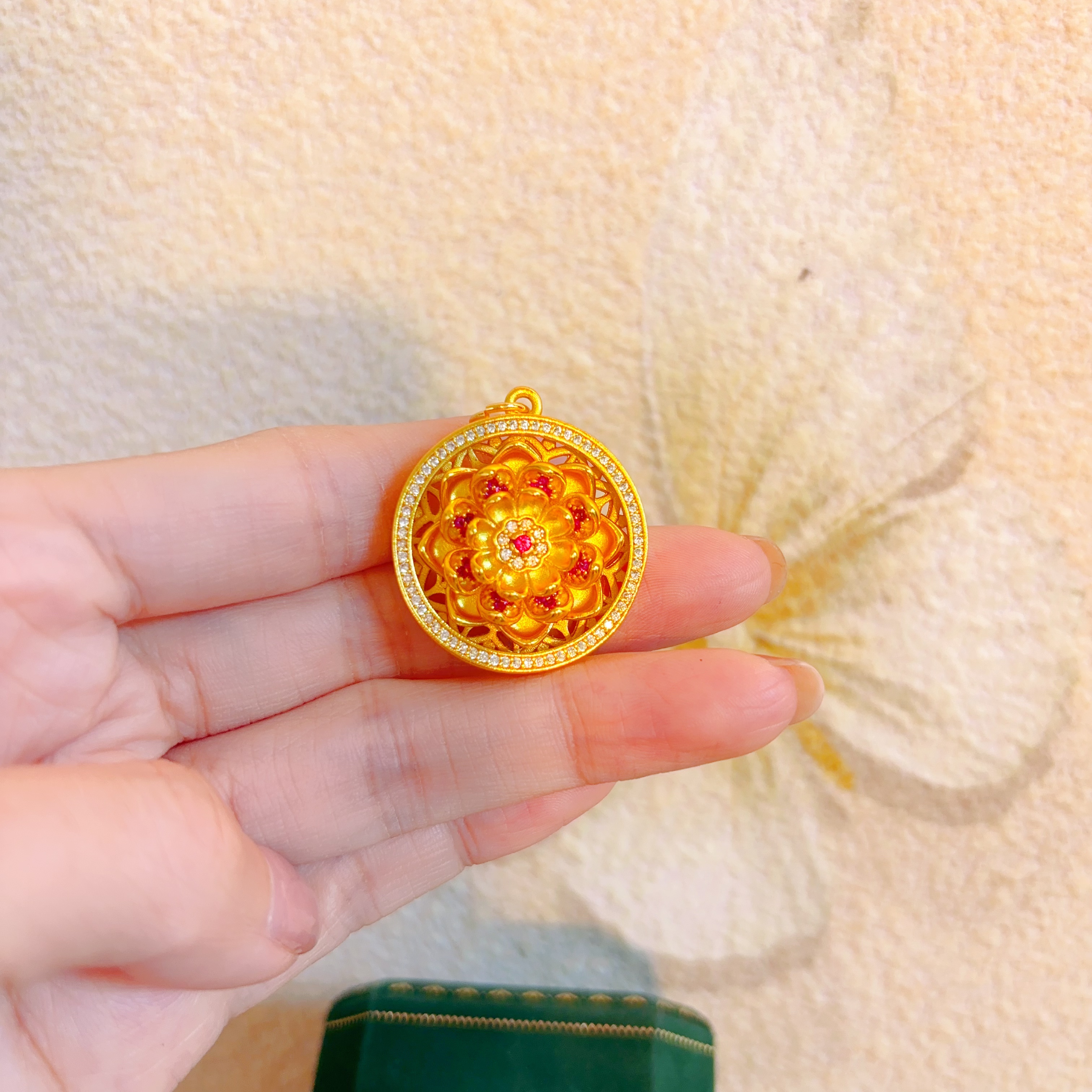 古法精美旋转莲花八宝罗盘吊坠60291