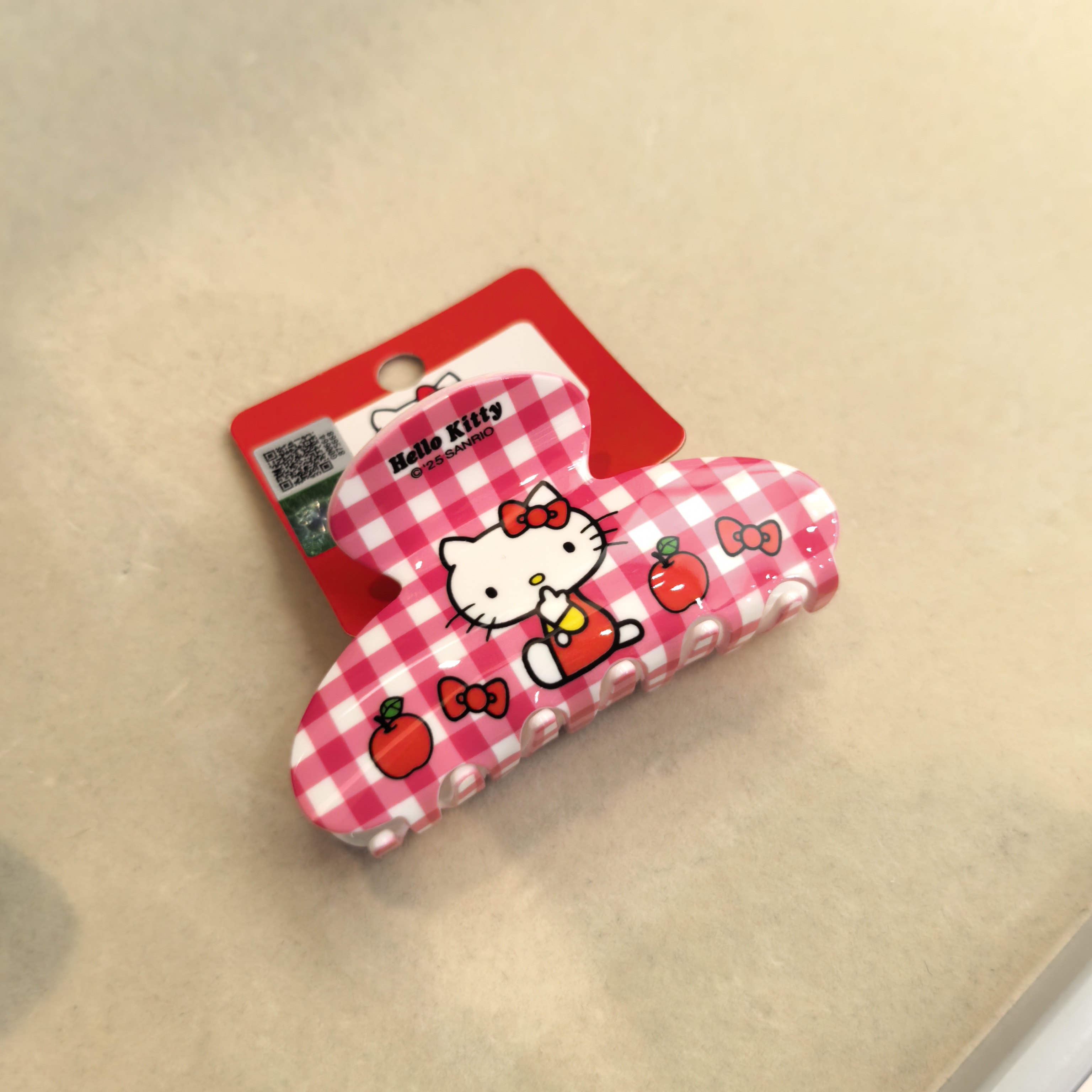 A898粉色格子红KT猫咪抓夹