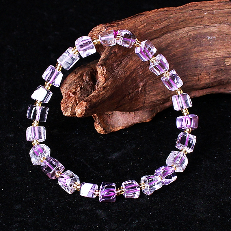 【书记晶选】250280天然随型紫水晶5-6mm百搭小众女款单圈手串多样