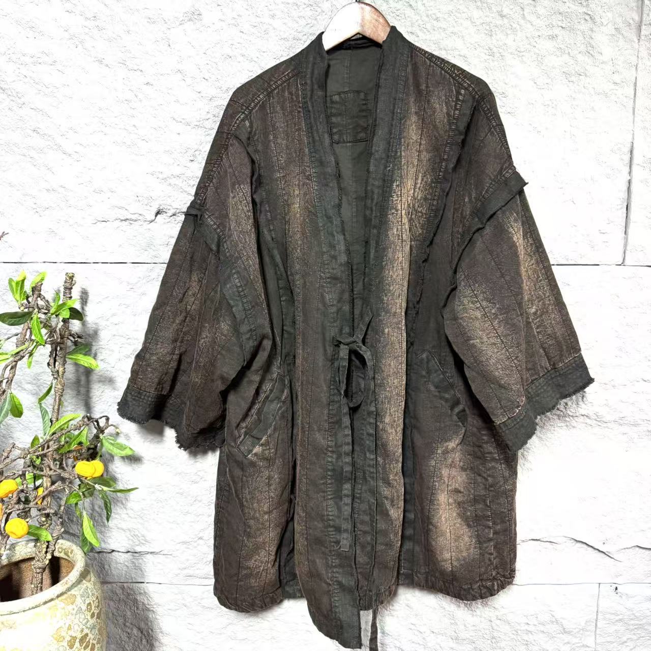 炒色飞边系带棉外套