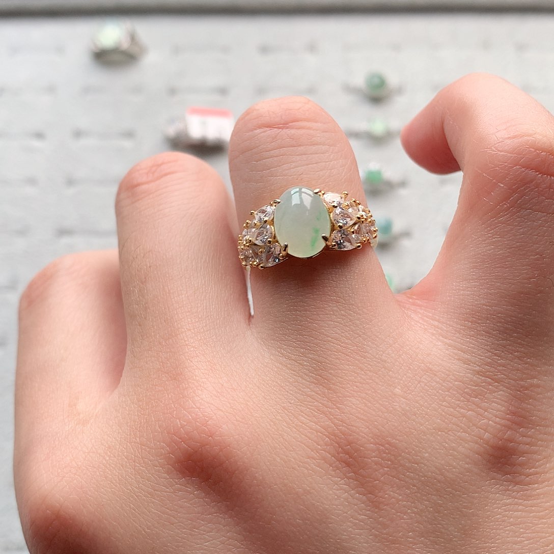 翡翠戒指银S925镶嵌0063