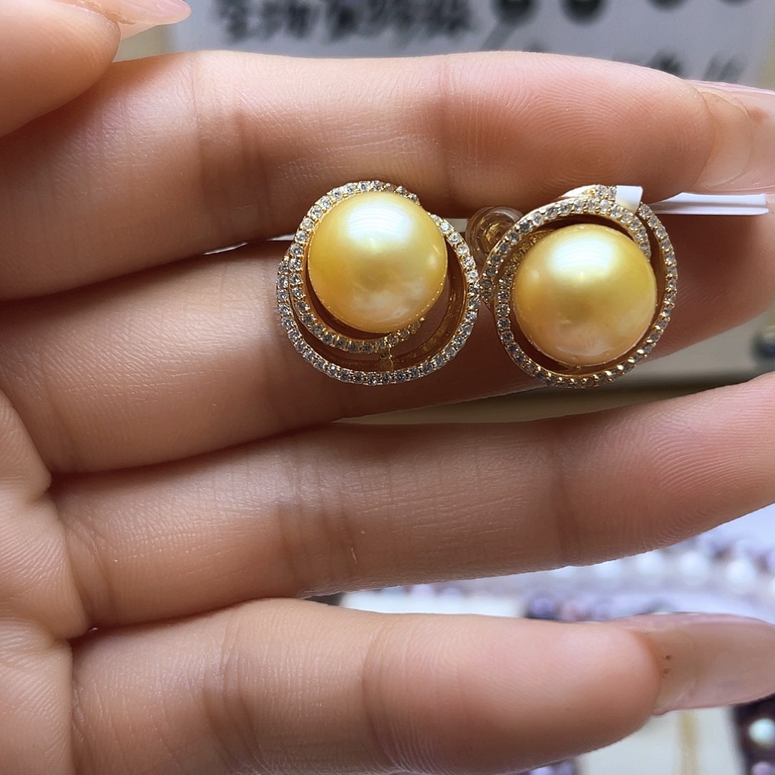 海水珍珠耳饰银S925镶嵌