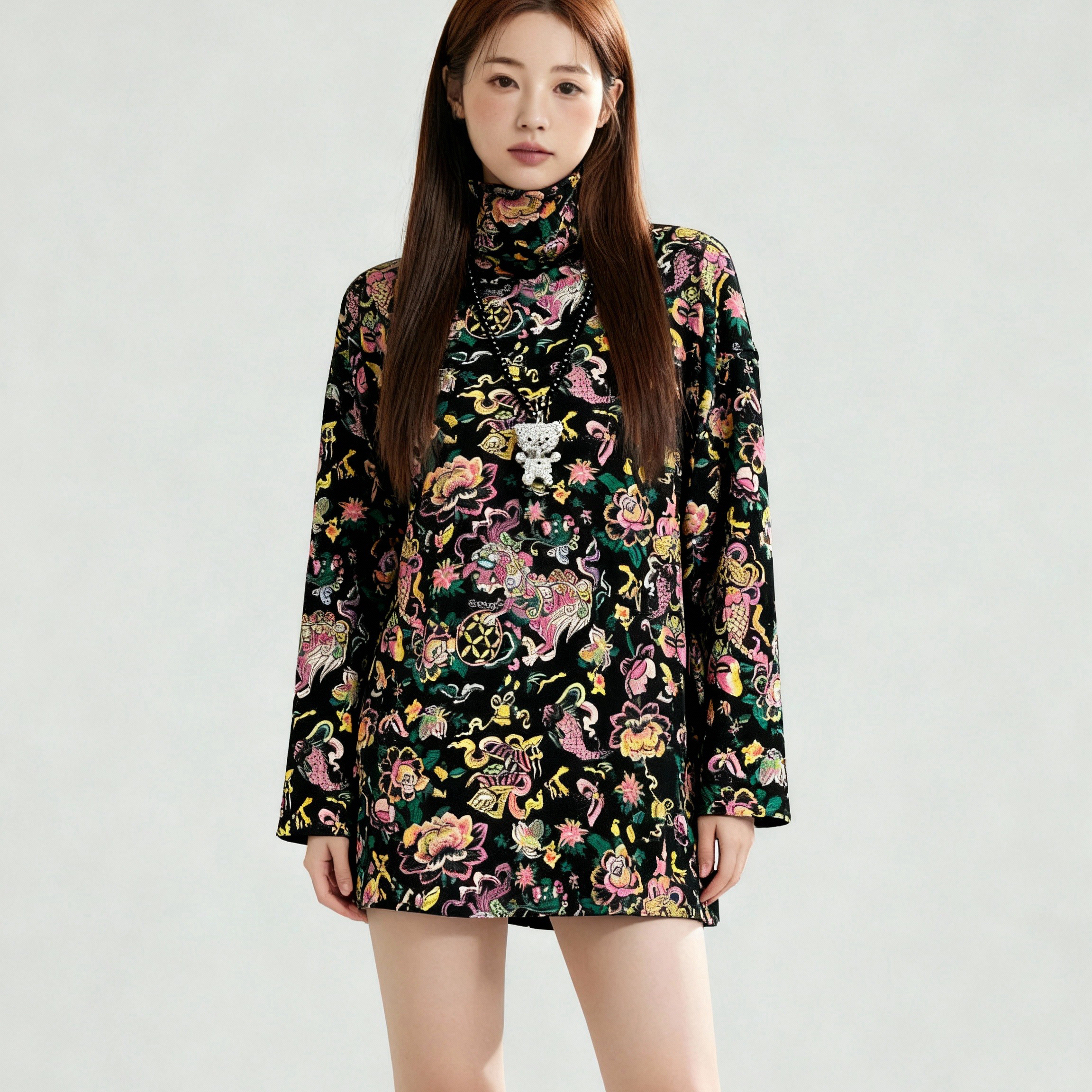 金鱼麒麟正品绒面保暖打底衫2025秋冬印花长袖T恤女上衣小衫