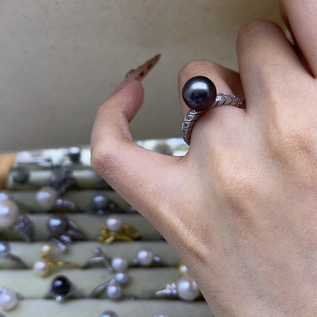 海水珍珠银S925镶嵌戒圈
